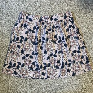 NWT Loft Womens Floral Skirt Size M Linen Blend Pockets Elastic Waist Spring